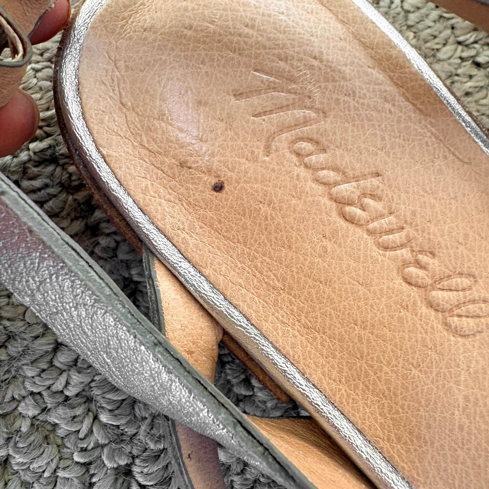 Madewell Silver Heidi Asymmetrical Slingback Flat Sandals 6.5M - Picture 14 of 14